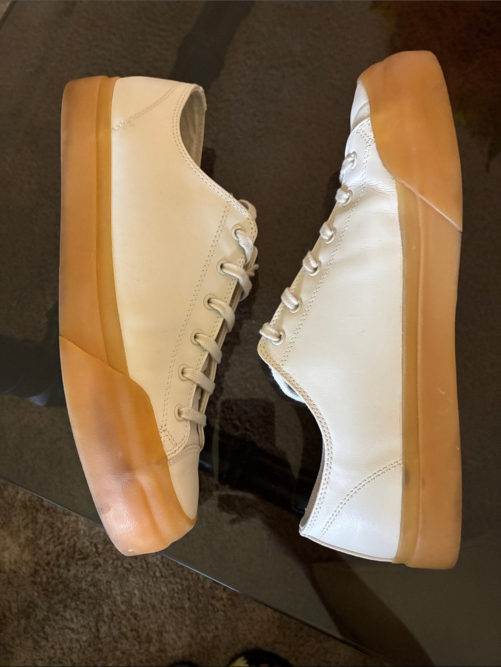 ZARA White Leather Low-Top Sneakers with Gum Sole - Men's - Picture 5 of 11